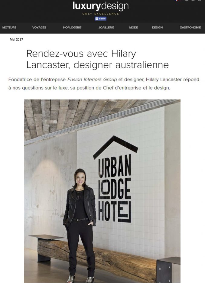Article by  Luxury-design.com on Urban Lodge